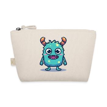 8-Bit Cute Pixel Monster Retro 90s Style - Organic Pouch - nature - Front