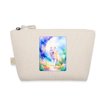 White wolf surrounded by flowers - Organic Pouch - nature - Front