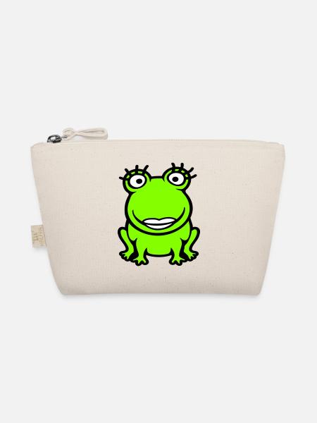 Frog Girl Eyelashes Pretty Woman Female Girl - Organic Pouch - nature - Front