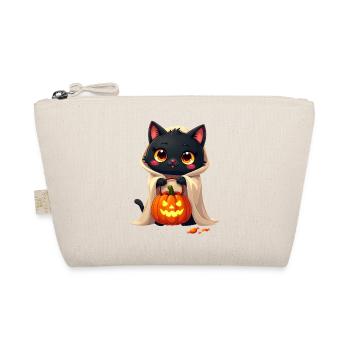 Halloween Katze mit Halloween Kürbis - Bio-Täschchen - Natur - Vorne