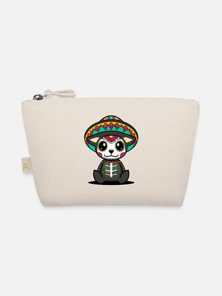 Hund dia de muertos kawaii mexikanischer Schädel - Bio-Täschchen - Natur - Vorne