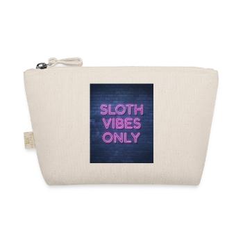 Sloth Vibes Only Neon Font on Brick Wall - Organic Pouch - nature - Front