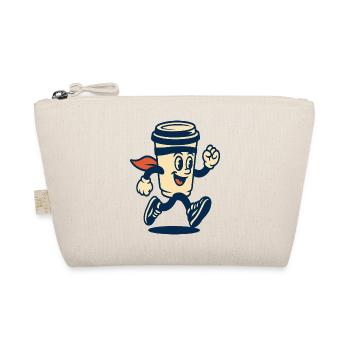 Running Coffee Cup Mascot - Organic Pouch - nature - Front