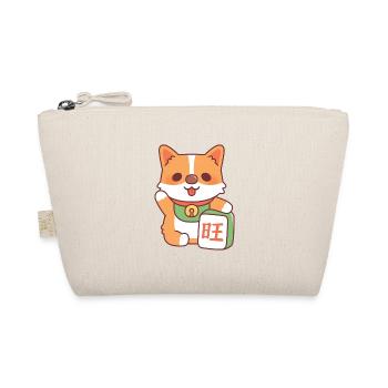 Cute Lucky Corgi Puppy With Mahjong Tile Funny - Organic Pouch - nature - Front
