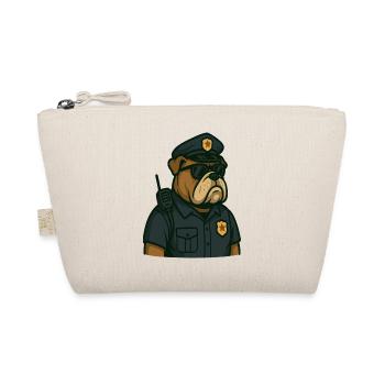 Bulldog Police Officer Cartoon - Organic Pouch - nature - Front