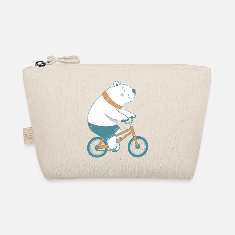 Polar Bear on Orange Bike Organic Pouch