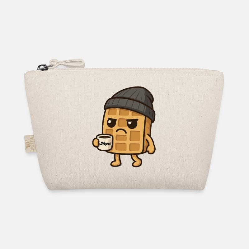 Grumpy Kawaii Waffel - Coffee Beanie Cartoon - Bio-Täschchen - Natur