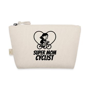 Super Mom Cyclist – Bicycle Heart - Organic Pouch - nature - Front
