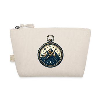 Compass on mountain background - skiing - hiking - Organic Pouch - nature - Front