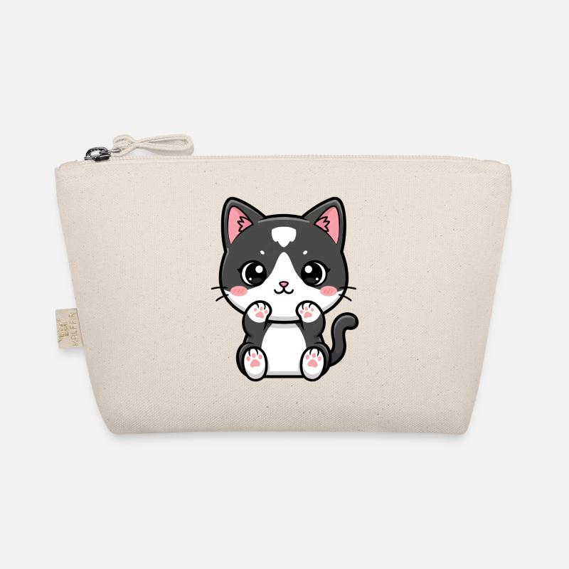 Kawaii-Katze mit errötenden Pfoten - Bio-Täschchen - Natur