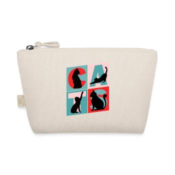Katze Kater Kitten Mieze Silhouette Vintage Retro - Bio-Täschchen - Natur - Vorne