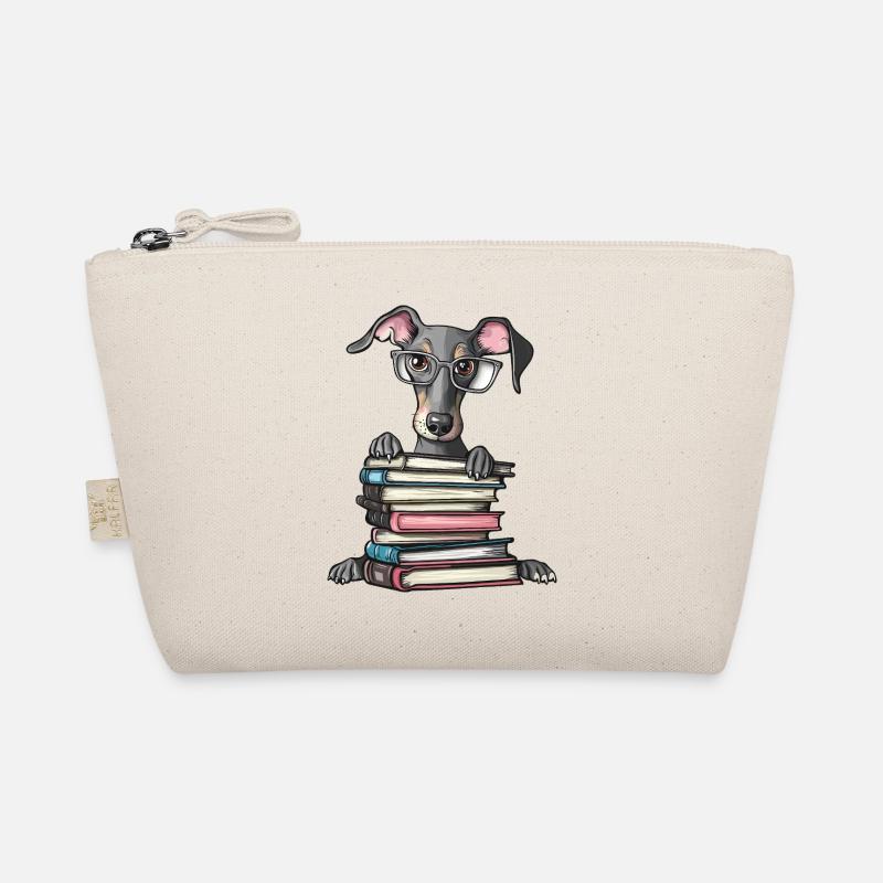 Süßes Windhund-Lesebuch mit Brille Bio-Täschchen