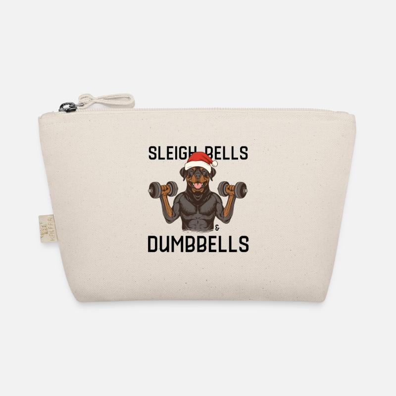 Rottweiler Sleigh Bells & Dumbbells Xmas - Bio-Täschchen - Natur