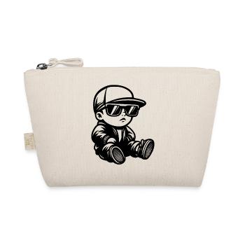 Baby mit Sonnenbrille und Cap Vorne - Bio-Täschchen - Natur - Vorne
