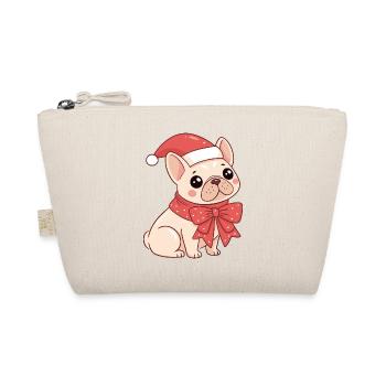 Festive Puppy with Hat and Bow - Organic Pouch - nature - Front