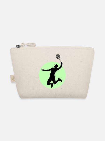 Badminton Player Silhouette – Smash Power - Organic Pouch - nature - Front