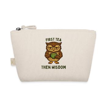First Tea, Then Wisdom Owl - Organic Pouch - nature - Front