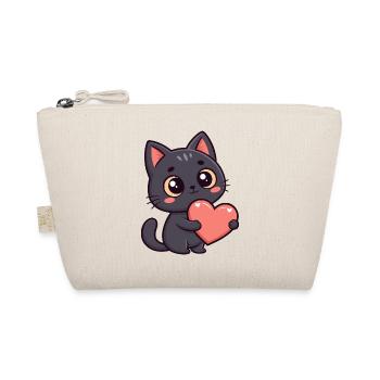 Black Cat Tender Heart - Organic Pouch - nature - Front