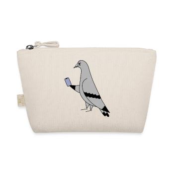 Pigeon Checking Phone – Minimal Illustration - Organic Pouch - nature - Front