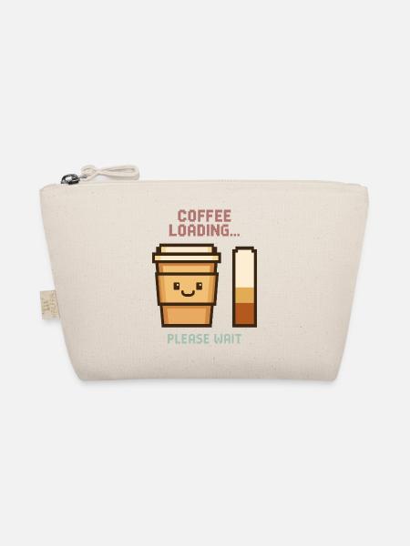 Coffee Loading Pixel Art - Morgenstart mit Charme - Bio-Täschchen - Natur - Vorne