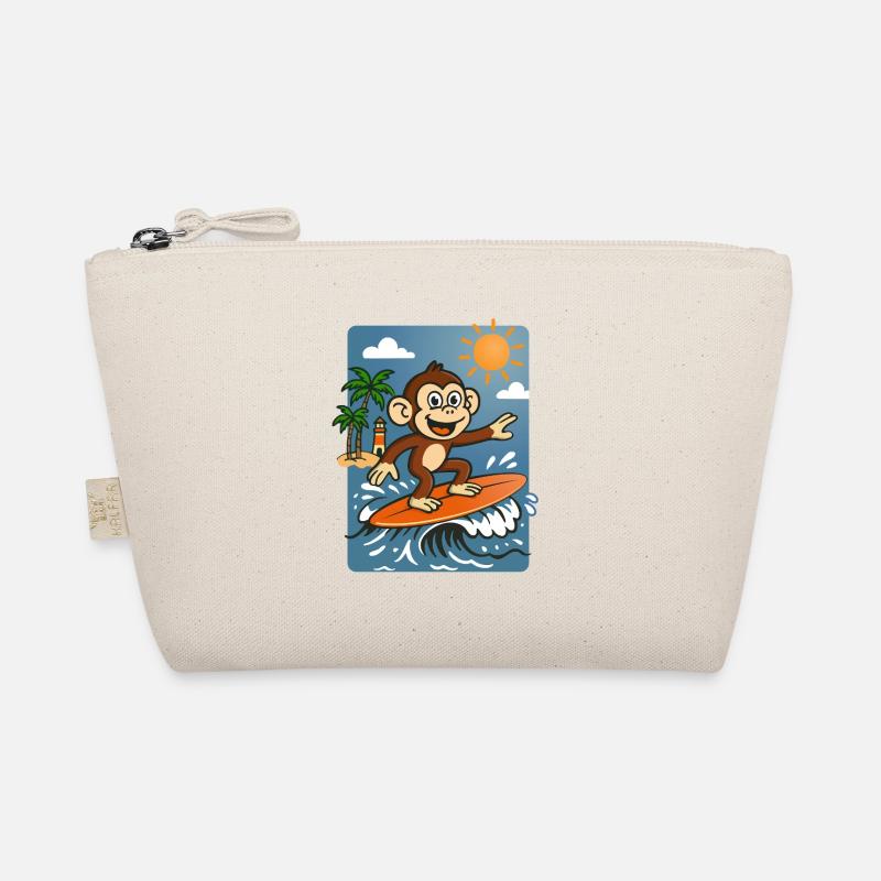 Surfing Monkey Cartoon – Sommer-Tropendesign Bio-Täschchen