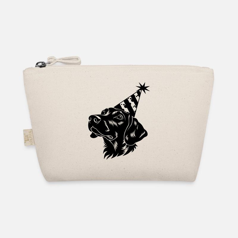 Black dachshund with party hat Organic Pouch