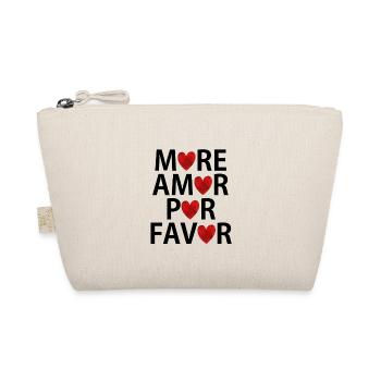 Heart Sweater Hoddie Shirt more amor por favor - Organic Pouch - nature - Front
