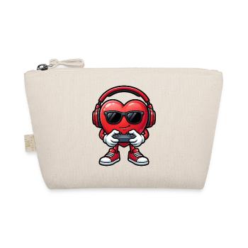 Cool Gamer Heart with Headphones and Controller - Organic Pouch - nature - Front