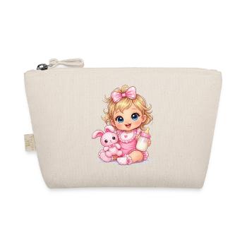Baby Girl with Pink Bow and Bottle - Organic Pouch - nature - Front
