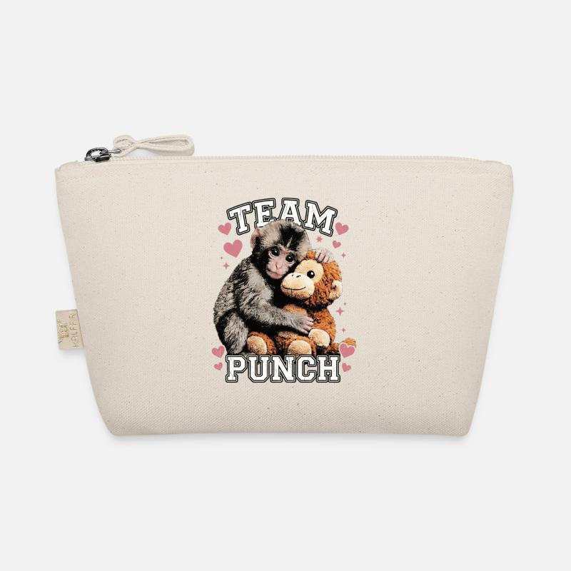 Funny Cute Baby Monkey Team Punch - Organic Pouch - nature