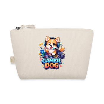 Gamer Dog – Kawaii Dog with Headset & Keyboard - Organic Pouch - nature - Front