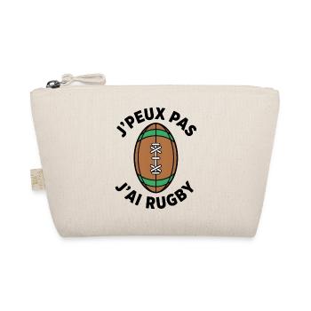 Retro Rugby Ball Green Brown - Organic Pouch - nature - Front