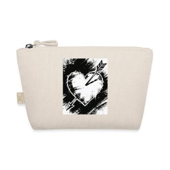 Black and white heart with arrow - Organic Pouch - nature - Front