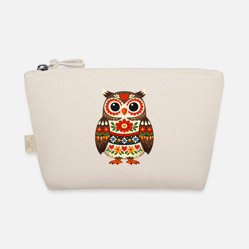 Bunte Eule im Volksstil Bio-Täschchen