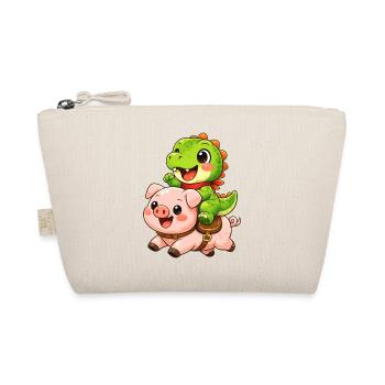 Little dino rides pig - Organic Pouch - nature - Front