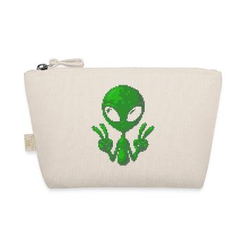 Pixel Alien Friedenszeichen - Bio-Täschchen - Natur - Vorne