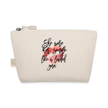 Watercolor Lip Kiss with Script - Organic Pouch - nature - Front