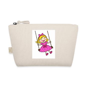 Cheerful girl sits on the swing - Organic Pouch - nature - Front