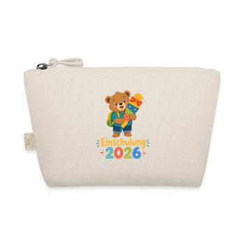 Einschulung Bär Geschenk 2026 - Bio-Täschchen - Natur - Vorne