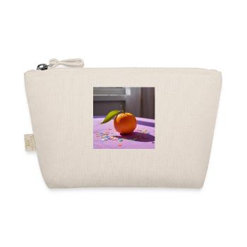 Orange festif sur table violette et confettis - Trousse biologique - nature - Devant
