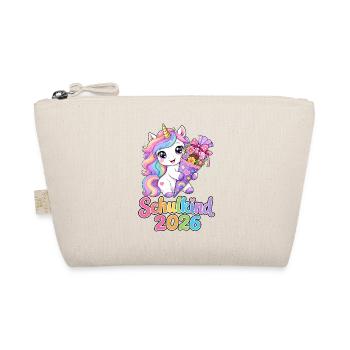 Schulkind 2026 Einhorn mit Blumen - Bio-Täschchen - Natur - Vorne