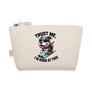 Hund Bulldogge Skifahrer Cartoon lustig - Bio-Täschchen - Natur - Vorne