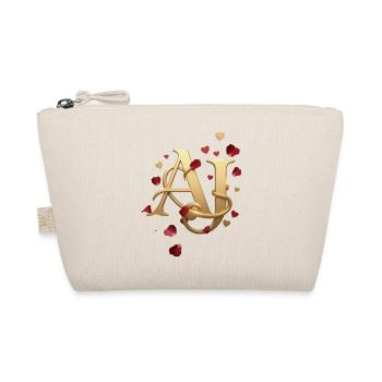 Golden AJ Monogram with Roses - Organic Pouch - nature - Front