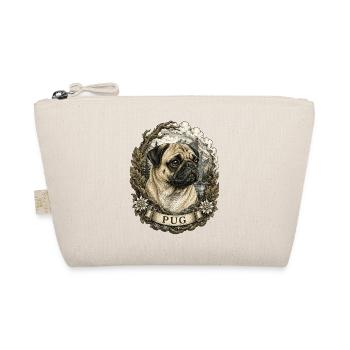 Pug in vintage style with mountain landscape - Organic Pouch - nature - Front