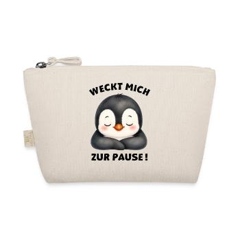 Klassentier Pinguin "Weckt mich zur Pause!" - Bio-Täschchen - Natur - Vorne