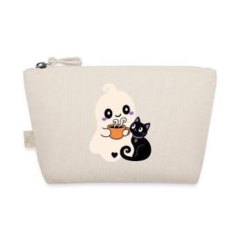 Halloween Geist mit Katze – Cozy Tea Time - Bio-Täschchen - Natur - Vorne