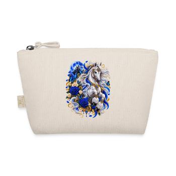 Weißes Fantasy Pferd mit blauen Rosen - Bio-Täschchen - Natur - Vorne