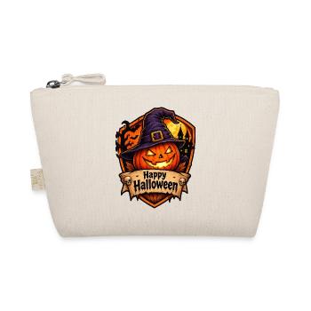Halloween Kürbis mit Hexenhut - Bio-Täschchen - Natur - Vorne
