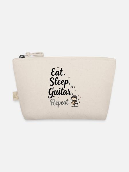Eat Sleep Guitar Repeat – Musiker Spruch - Bio-Täschchen - Natur