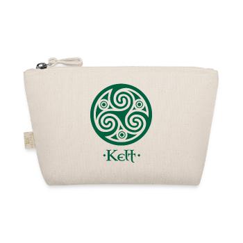 Grünes Triskelion und Schild Kelt - Bio-Täschchen - Natur - Vorne